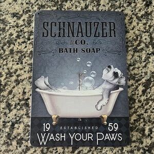 Bath Dog Metal Sign - Gray, Blue White - New!